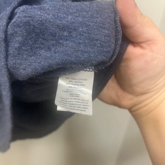 Faherty Cloud Cotton Long Sleeve Henley Shirt S Blue Peruvian Pima Cotton Blend - Picture 6 of 8